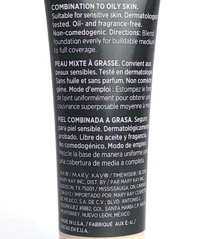 Mary Kay TimeWise Matte 3D Foundation Ivory C110 on skin shows fade-resistant, shine-free finish