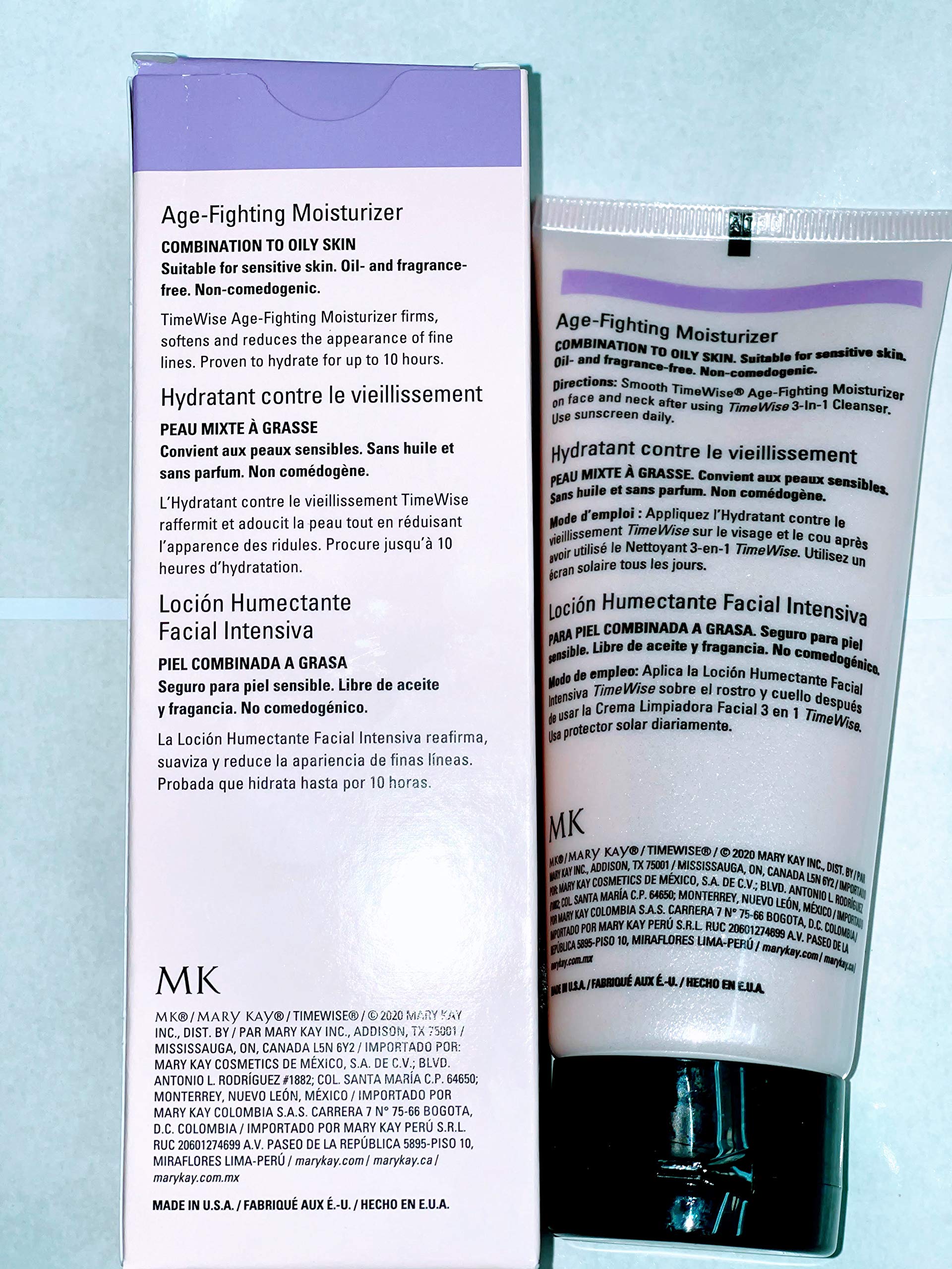 Mary Kay TimeWise moisturizer applied to cheek illustrating balanced hydration and shine control