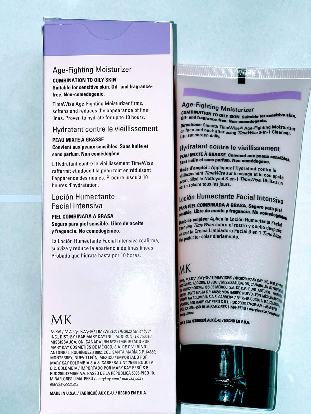Mary Kay TimeWise moisturizer applied to cheek illustrating balanced hydration and shine control