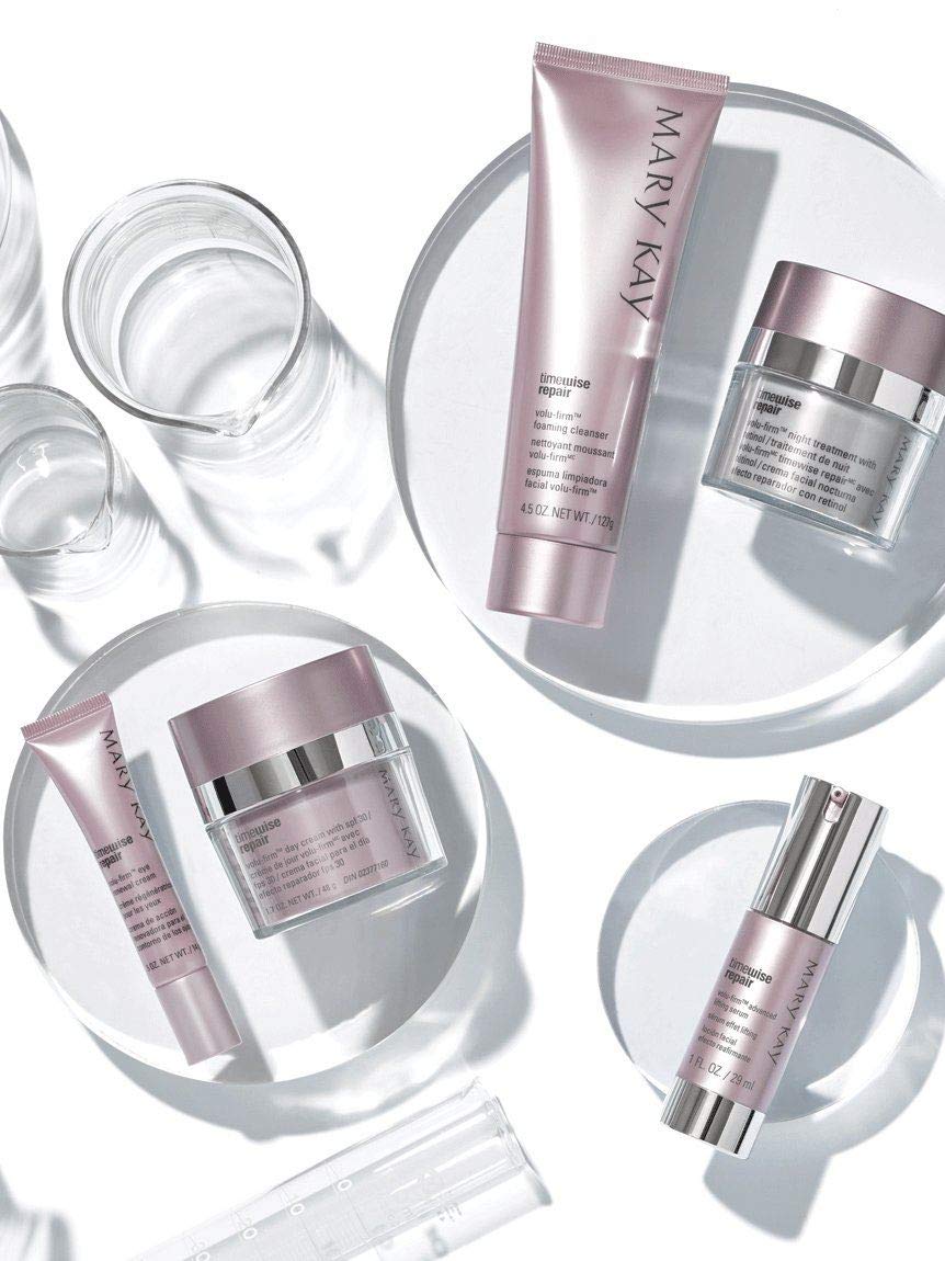 Mary Kay TimeWise Repair Volu-Firm Eye Renewal Cream application demonstrates gentle eye-area use.