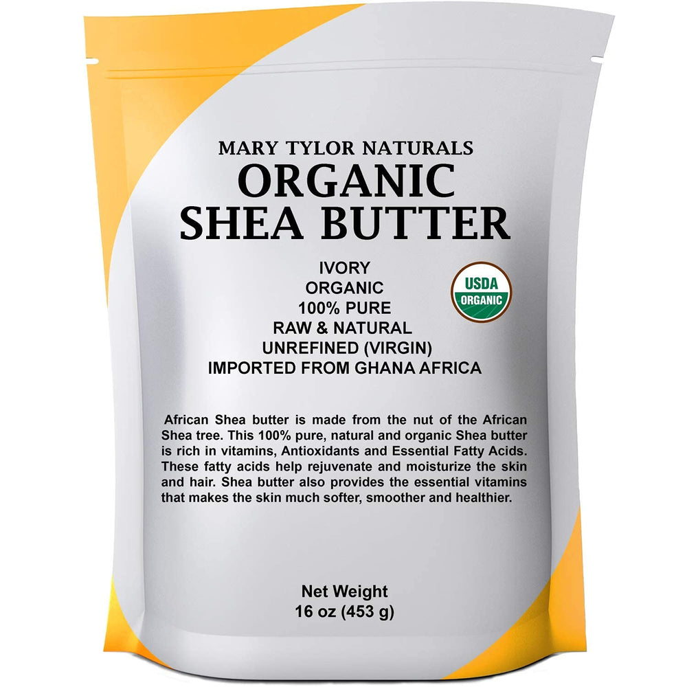 Mary Tylor Naturals certified organic logo on shea butter packaging