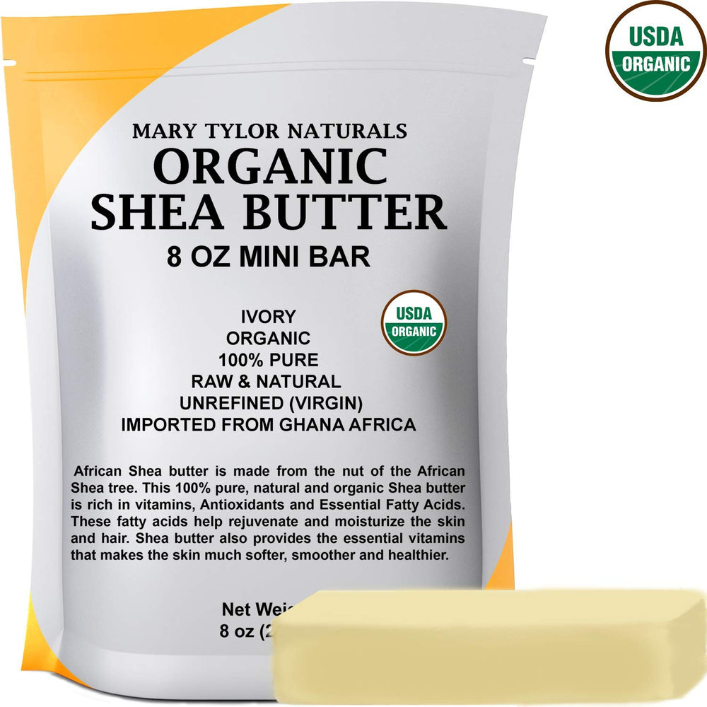 Mary Tylor Naturals ivory shea butter close-up shows pure, unrefined texture.