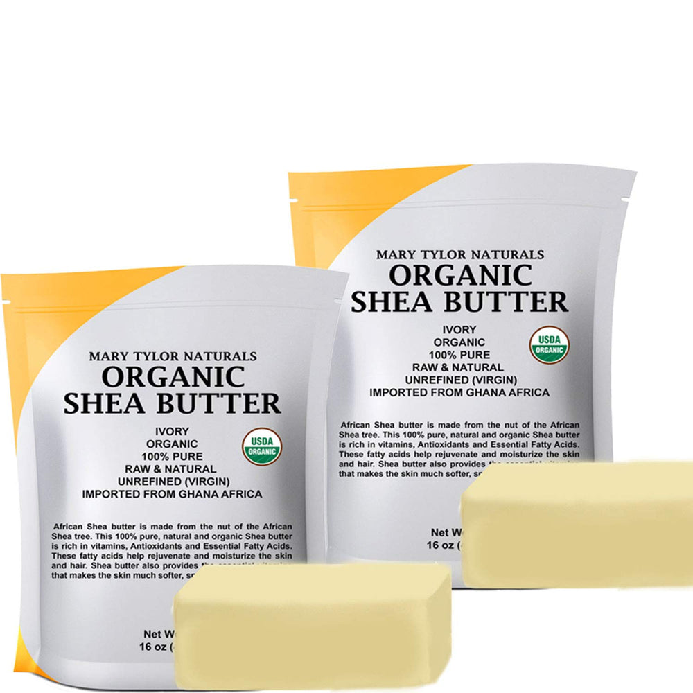 Mary Tylor Naturals shea butter raw ivory 2 lb for skin and hair care.