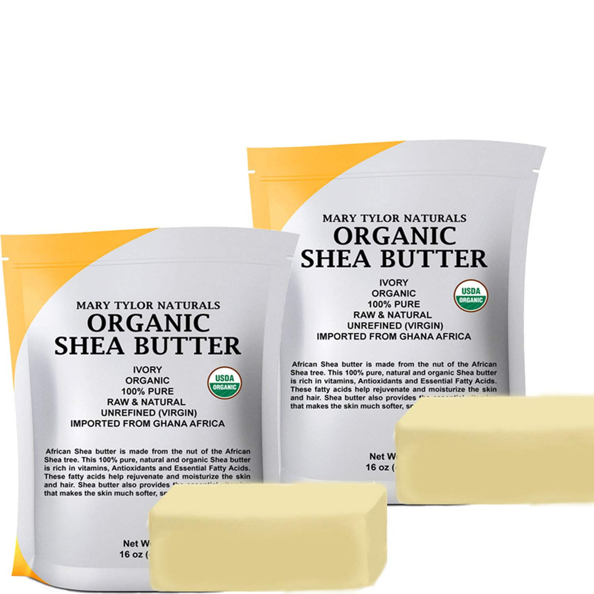 Mary Tylor Naturals shea butter raw ivory 2 lb for skin and hair care.