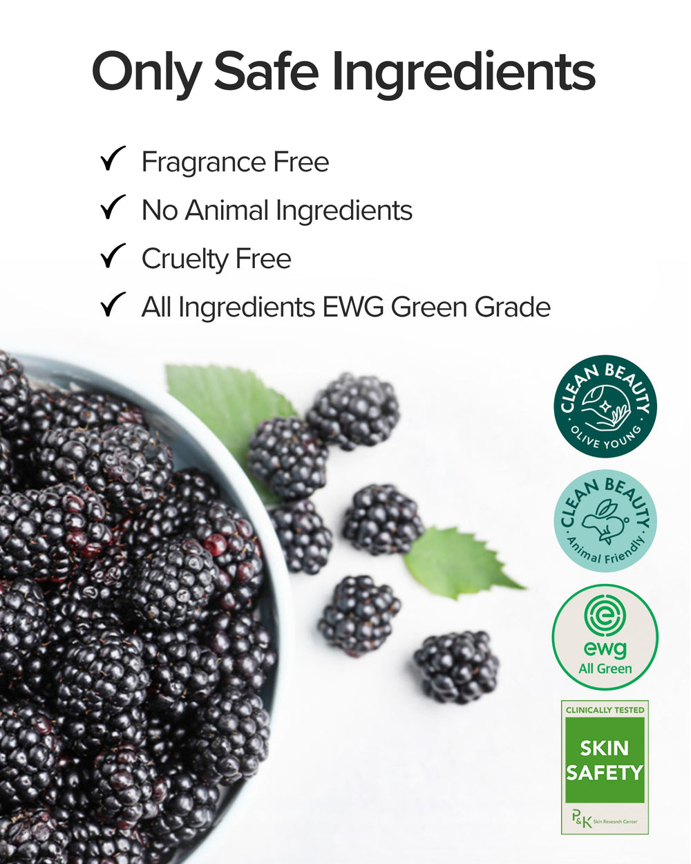 Mary&May green grade ingredients label conveys safe, verified components.