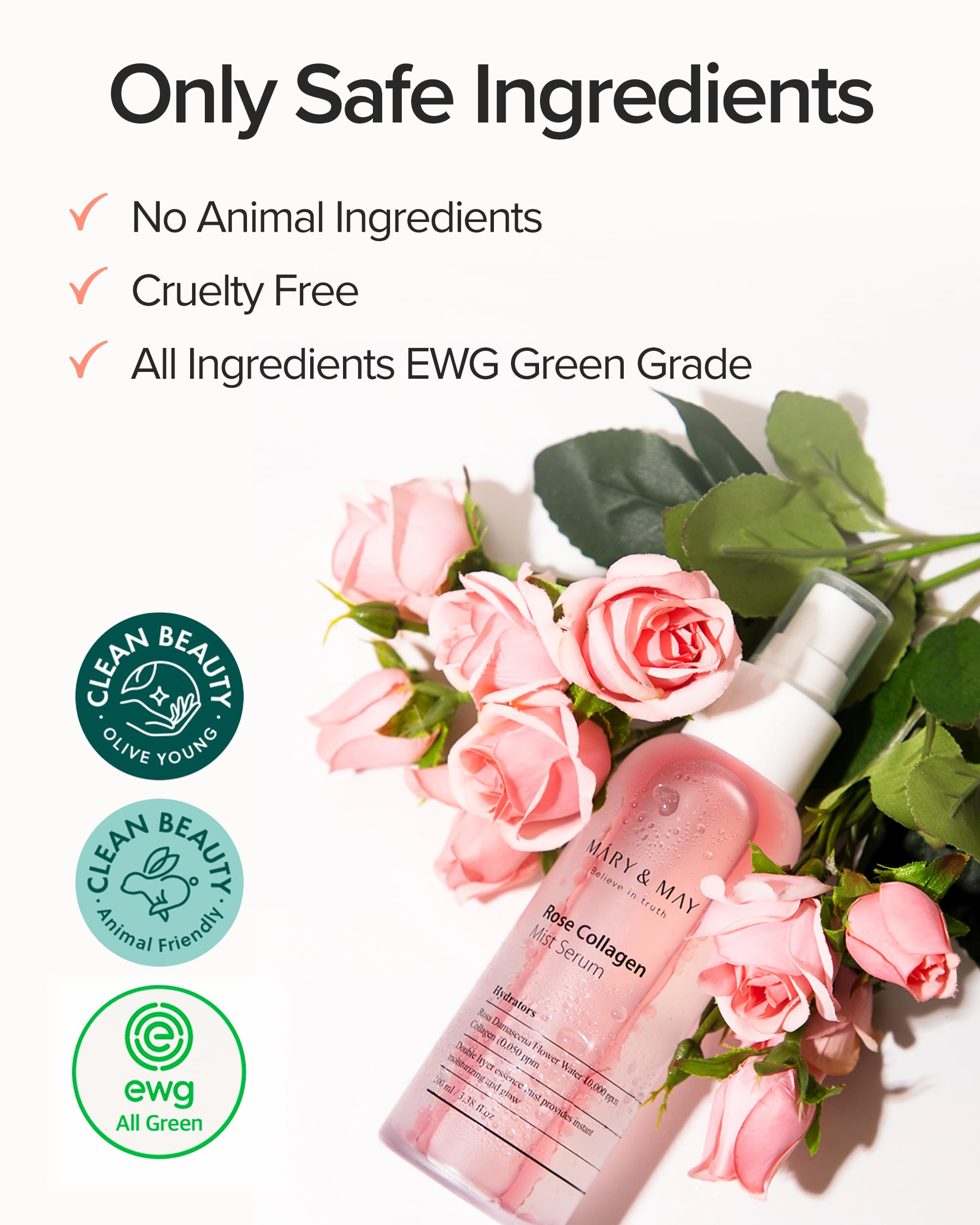 Mary&May packaging highlighting vegan, cruelty-free, eco-conscious beauty