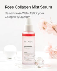 Mary&May bottle close-up showing damask rose water for soothing moisture