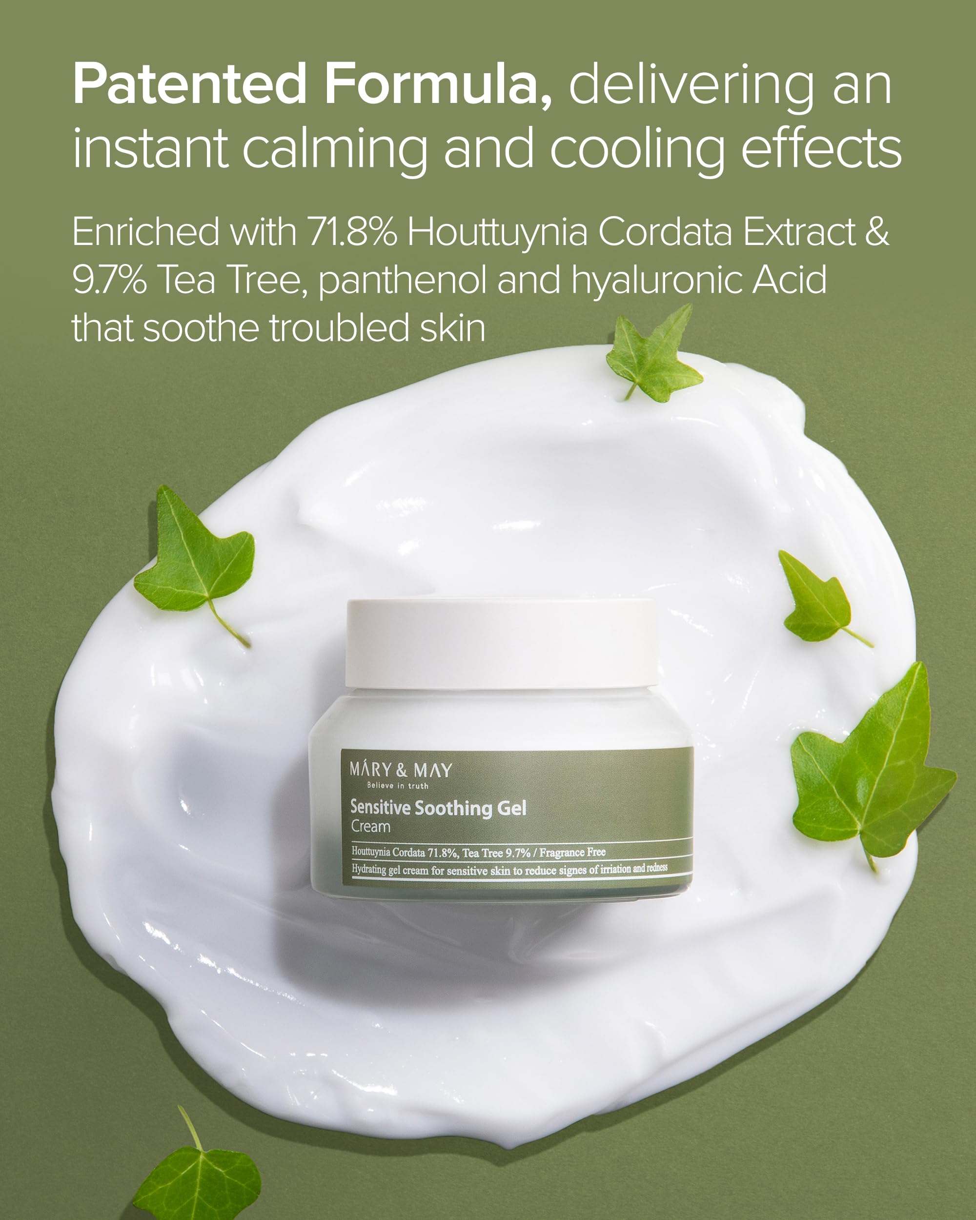 Mary&May gel cream being massaged into skin for hydration and comfort