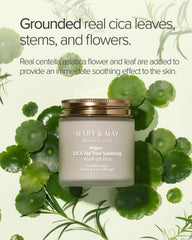Mary&May vegan Cica Tea Tree mask on face showing creamy clay application