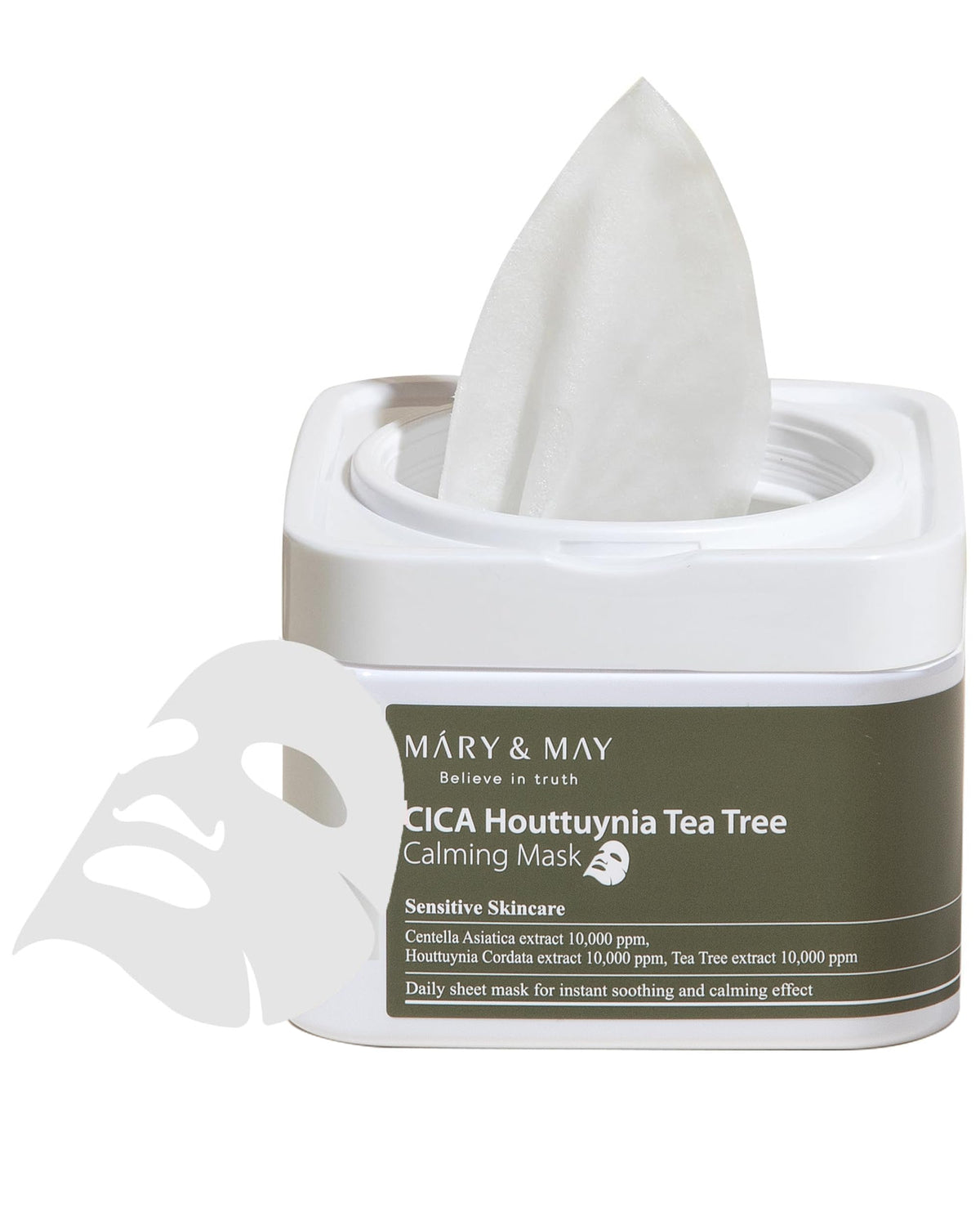 Mary&May CICA mask packaging in a recyclable container for hygienic storage