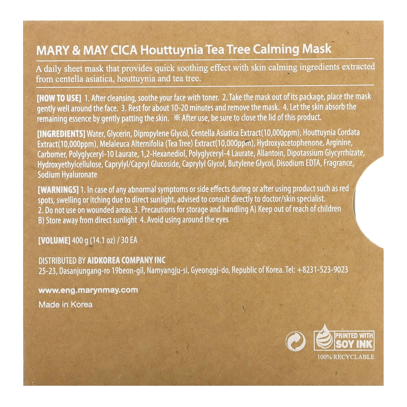 Eco friendly Mary&May brand with vegan cruelty free claims