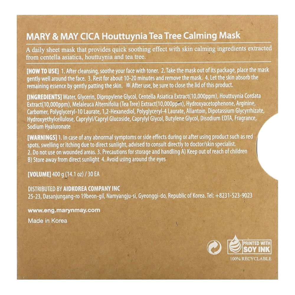 Eco friendly Mary&May brand with vegan cruelty free claims