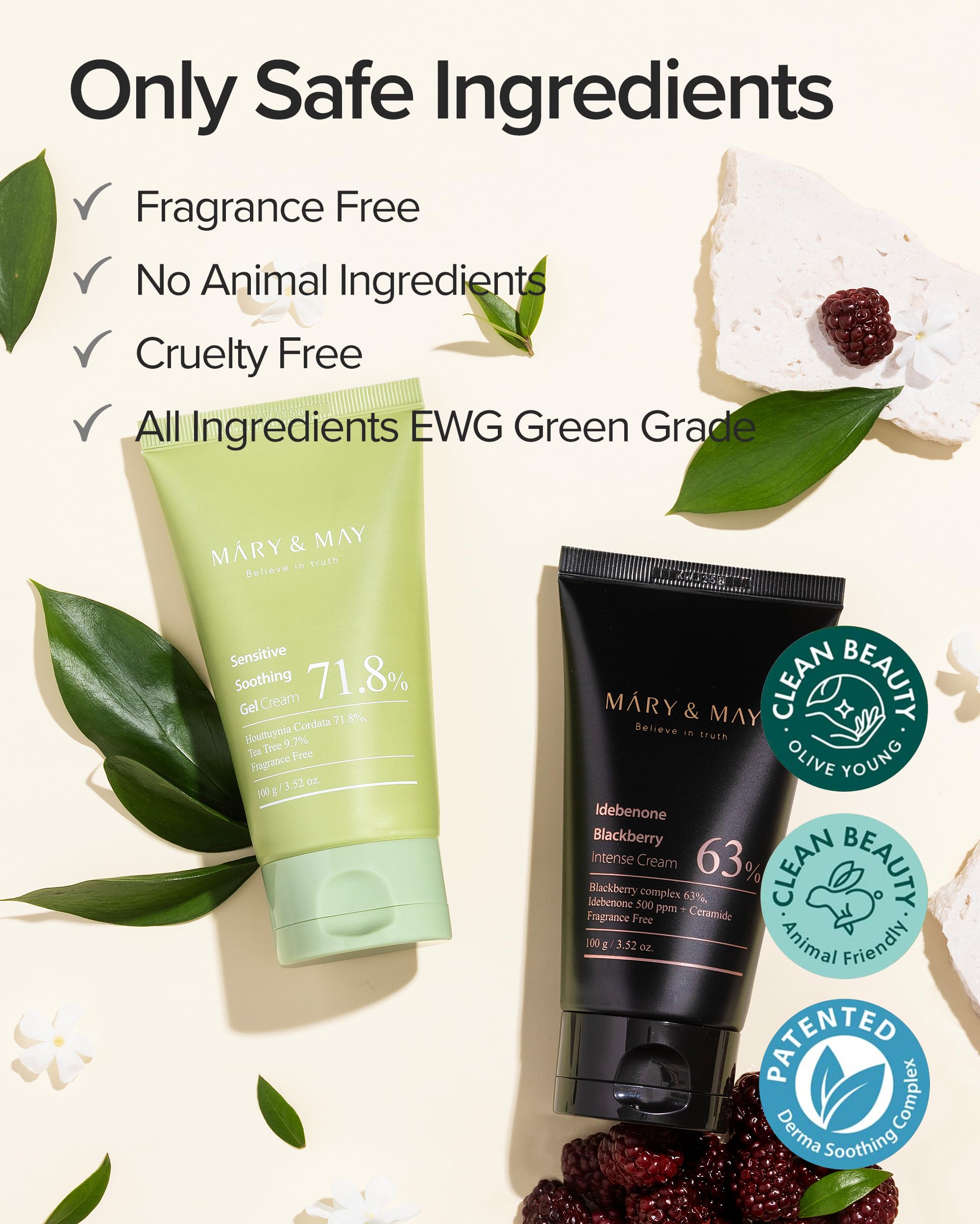 Mary&May gel cream fast-absorbing texture for a breathable, comfortable feel.