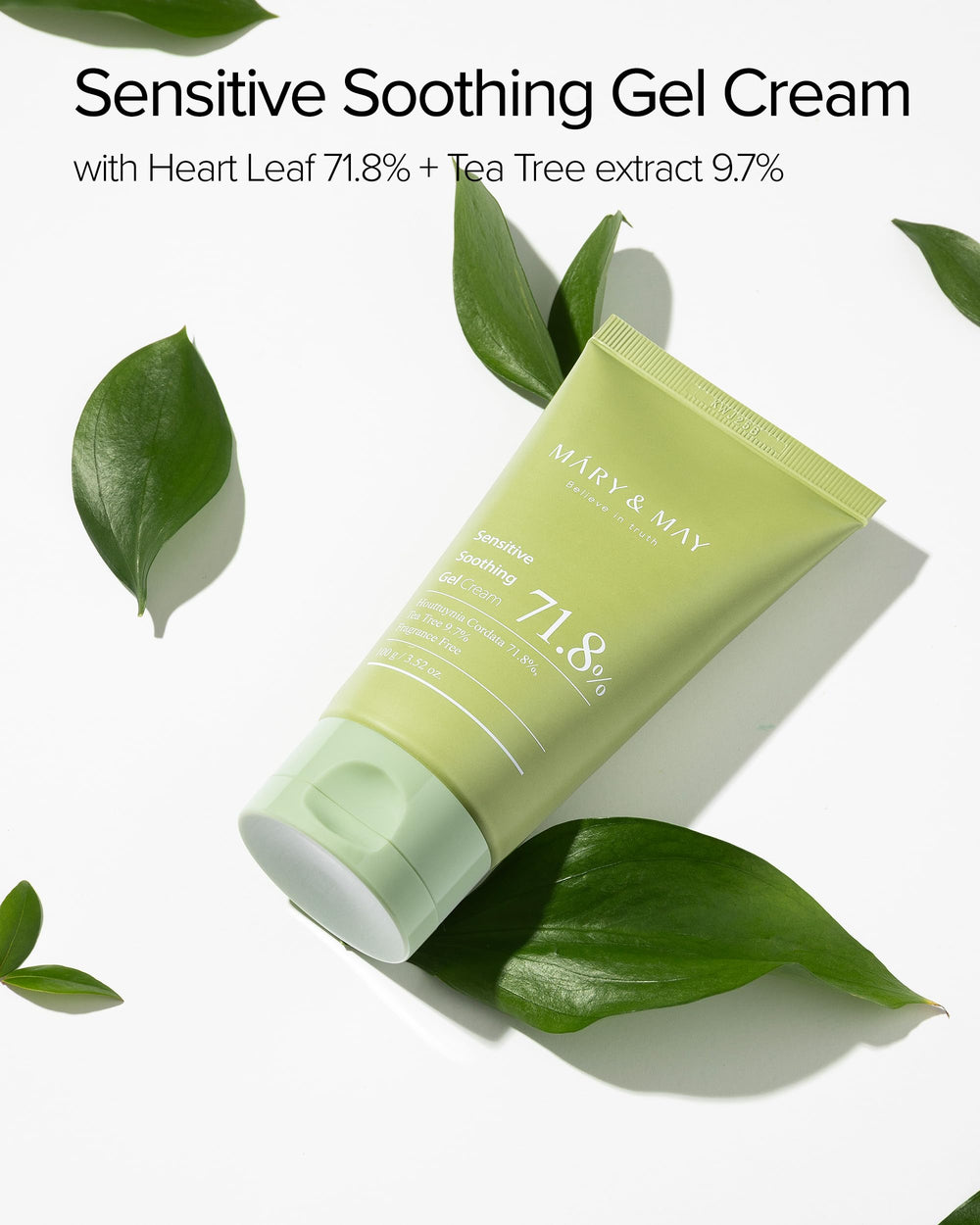 Mary&May Sensitive Gel Cream texture closeup highlighting lightweight, non-sticky finish.