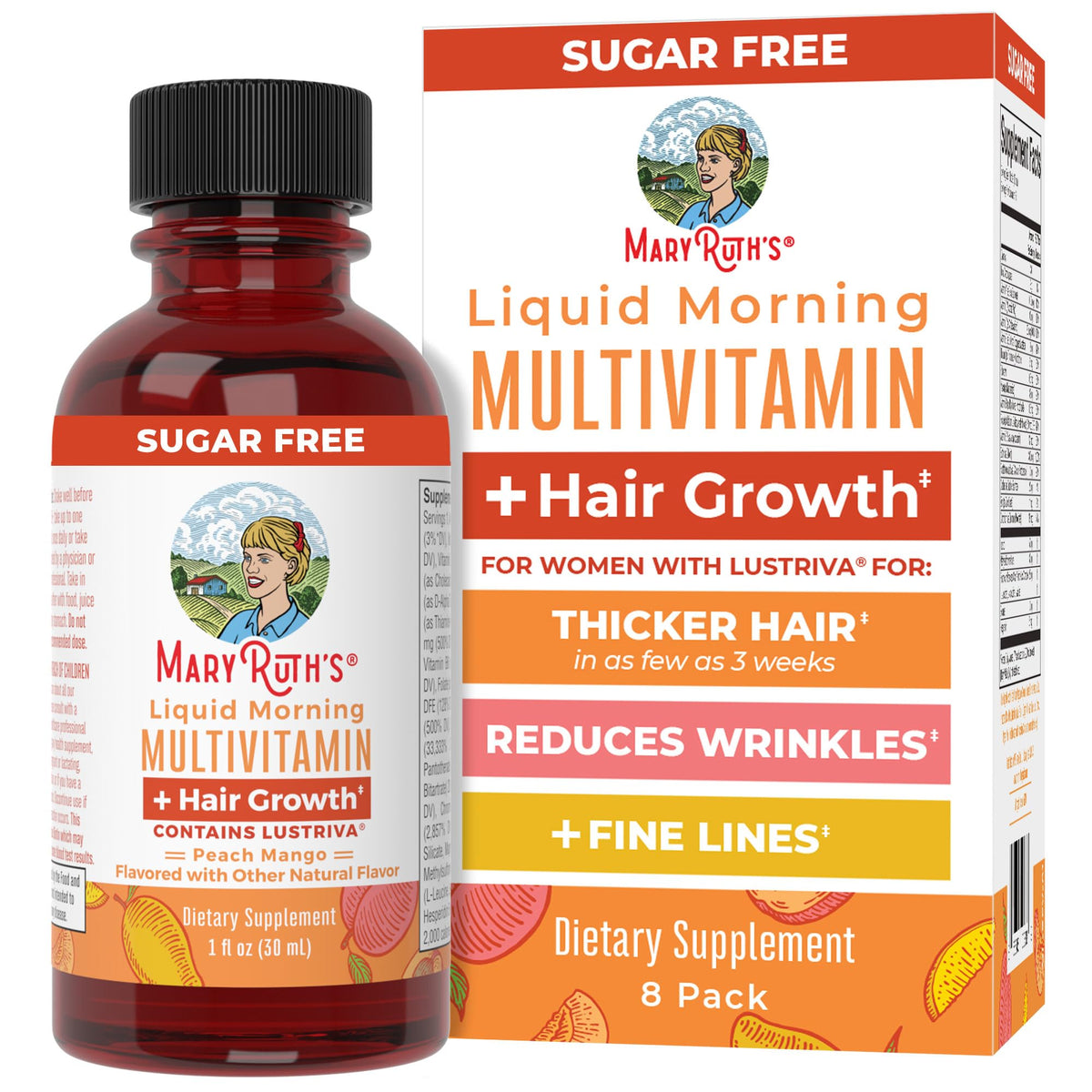 MaryRuth Organics Liquid Multivitamin travel pack with 1oz bottle for daily wellness on the go