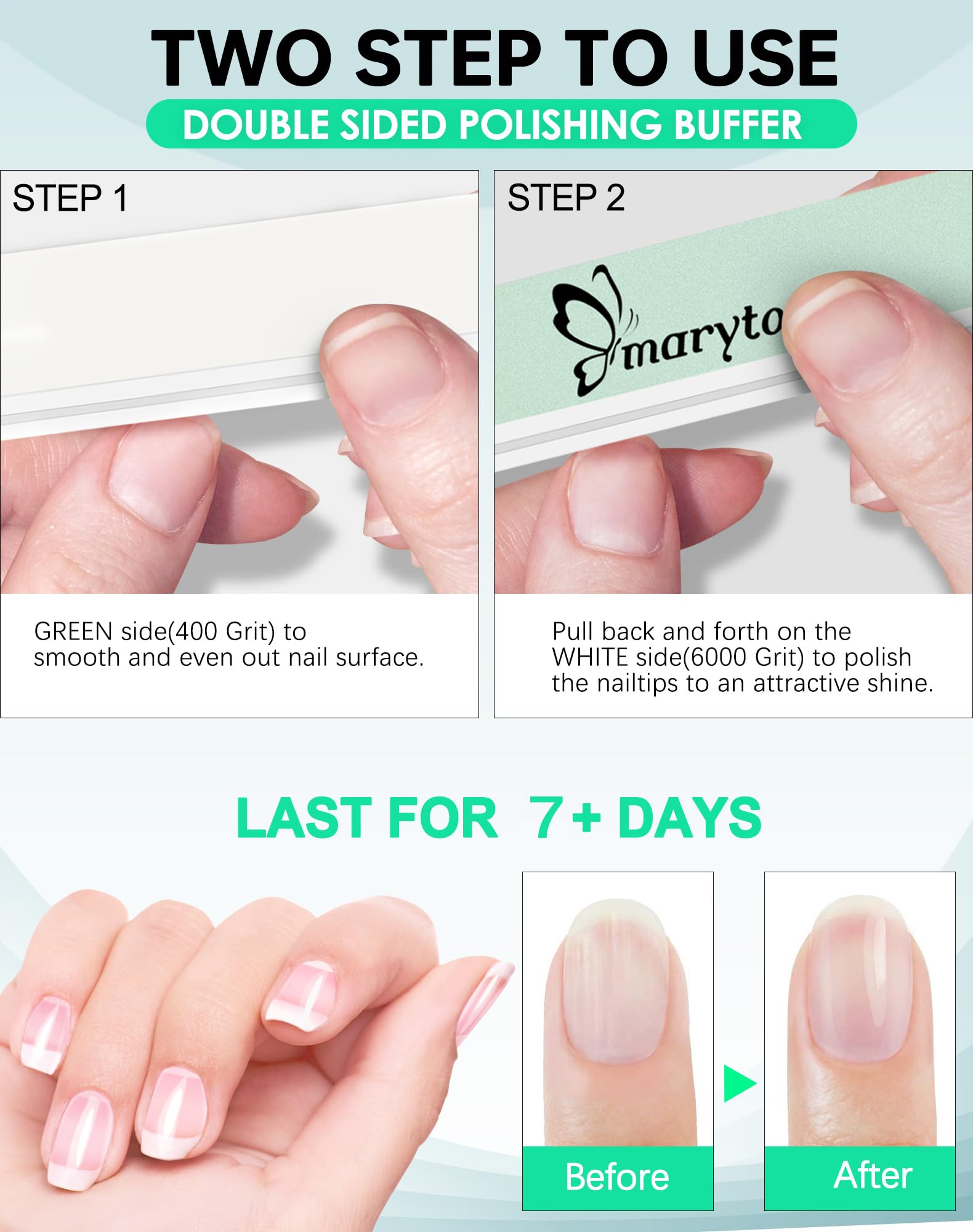 Maryton at-home use buffer kit for quick, salon-like shine