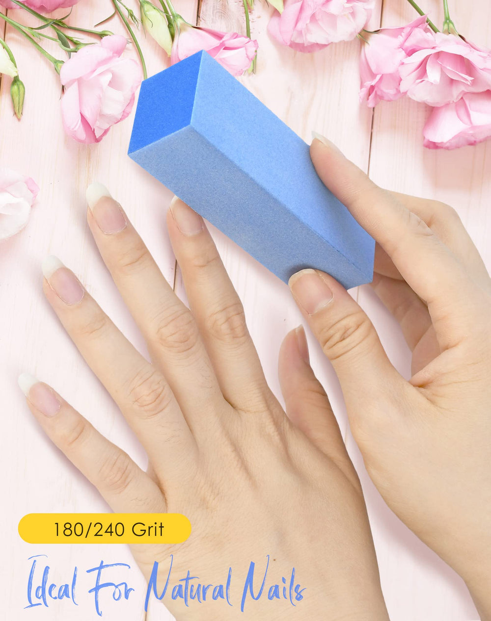 Maryton buffer blocks support at-home manicures before polish application.
