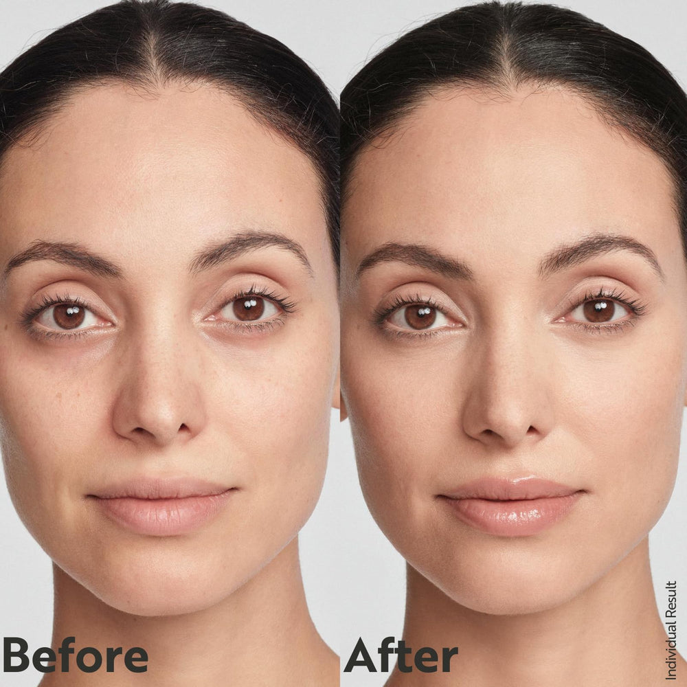 M. Asam Magic Care Perfect Teint texture close-up shows creamy white texture turning transparent.