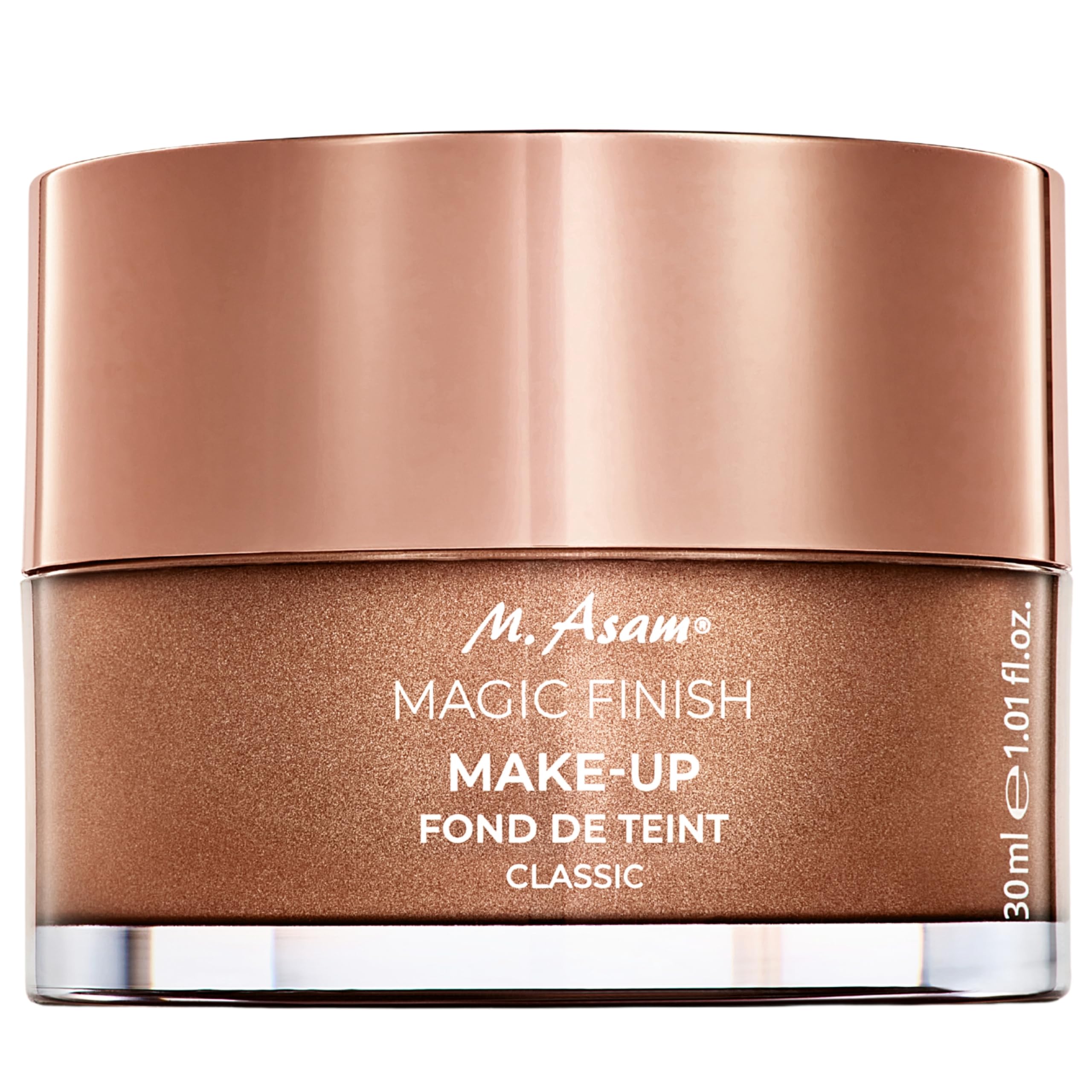 M. Asam Magic Finish Mousse bottle closeup, premium packaging for quick use