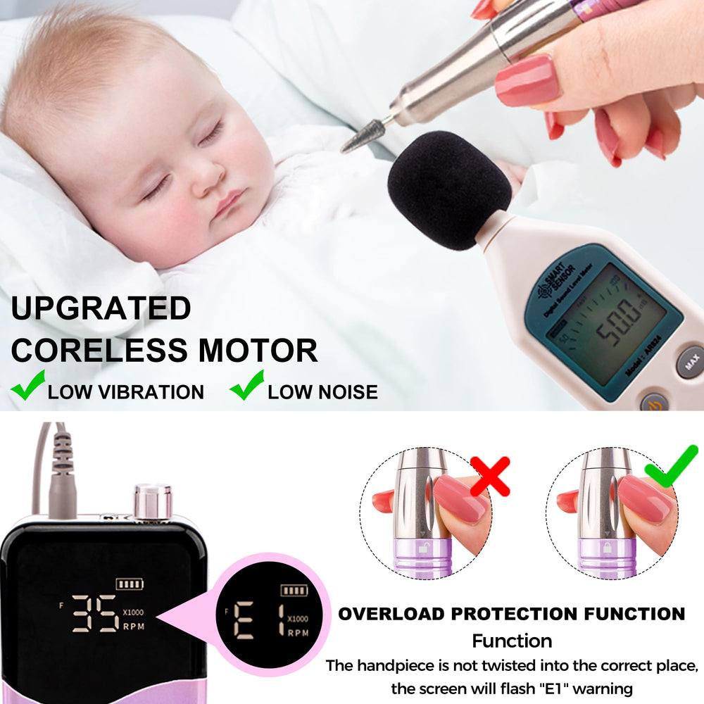 Mase 35000 RPM high speed with quiet operation for smooth manicures
