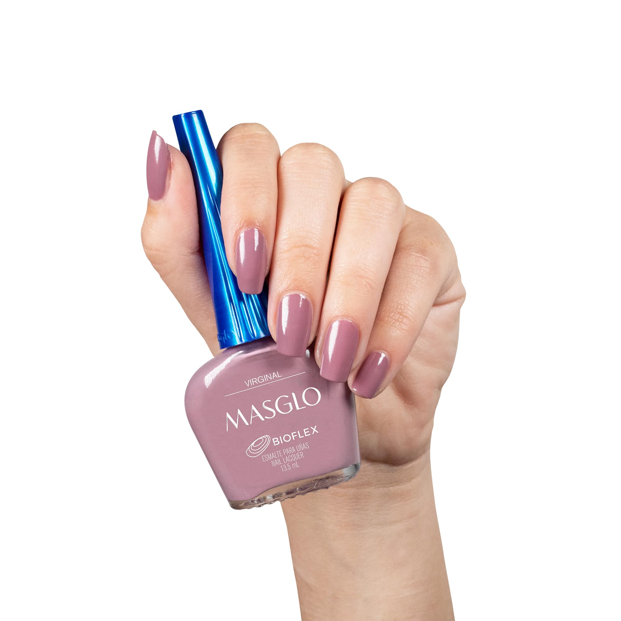 MASGLO Beautiful Set Base Coat bottle enhances nail prep and protection.
