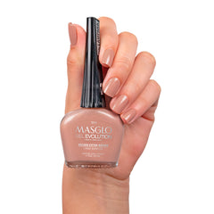MASGLO Gel Evolution Radiante swatch for vibrant shade and durable wear.