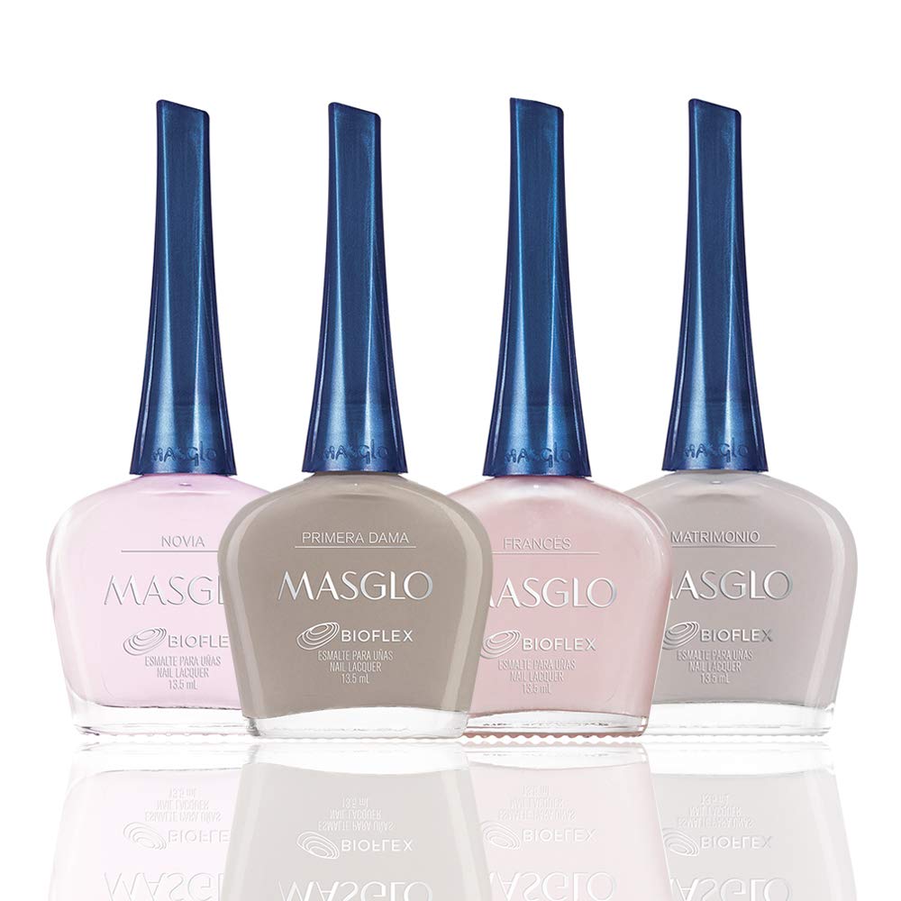 MASGLO Tradicional set of four polishes displayed together for versatile color options.
