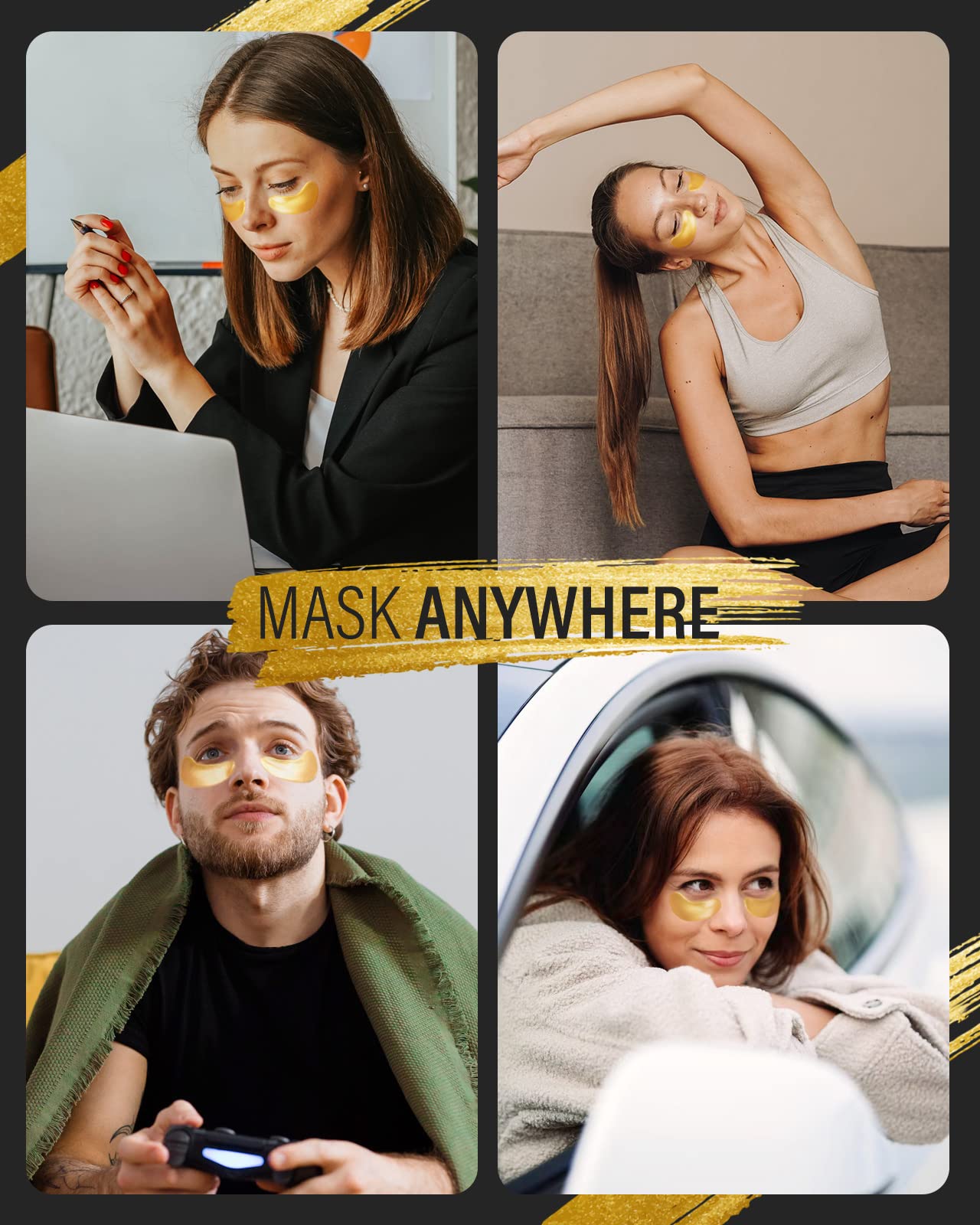 Maskiss 24k Gold Under Eye Patches close-up of hyaluronic acid component.