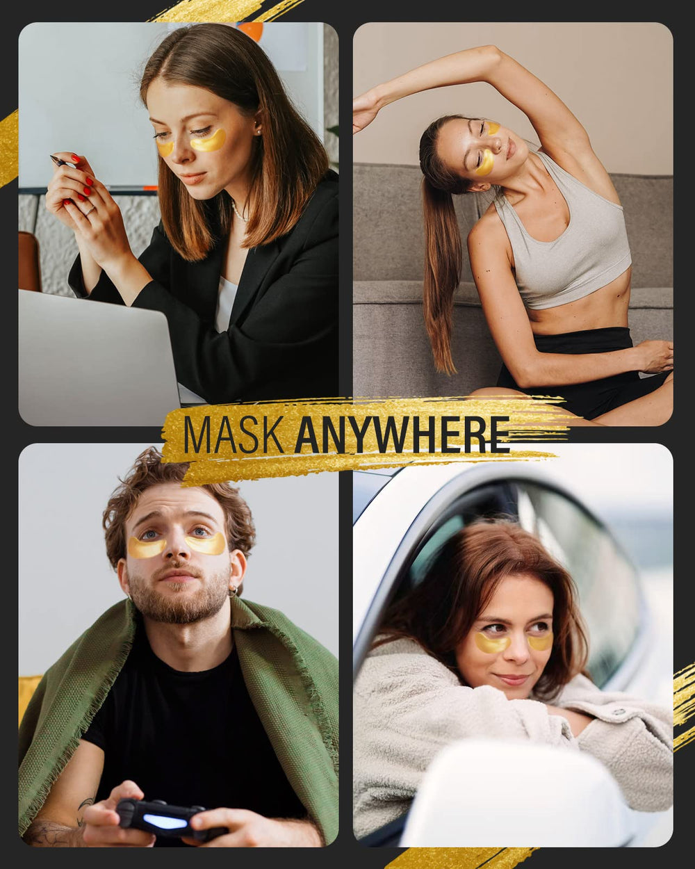 Maskiss 24k Gold Under Eye Patches close-up of hyaluronic acid component.
