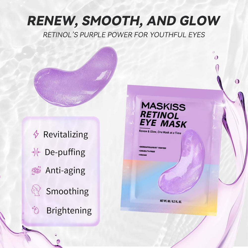 Maskiss Purple Eye Masks on packaging; ideal for gifting and self-care