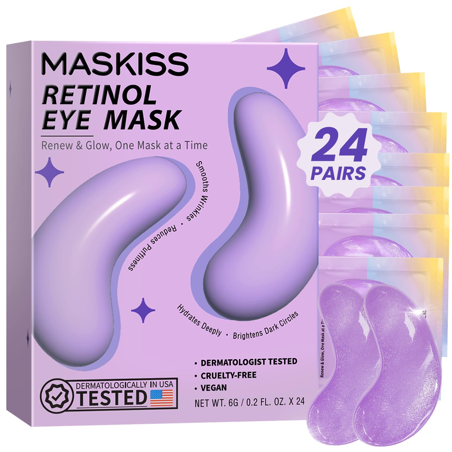 Maskiss Retinol Under Eye Patches 24-Pair kit — smooths fine lines overnight