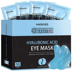 Maskiss under eye patches with hyaluronic acid hydrate and smooth the under-eye area.
