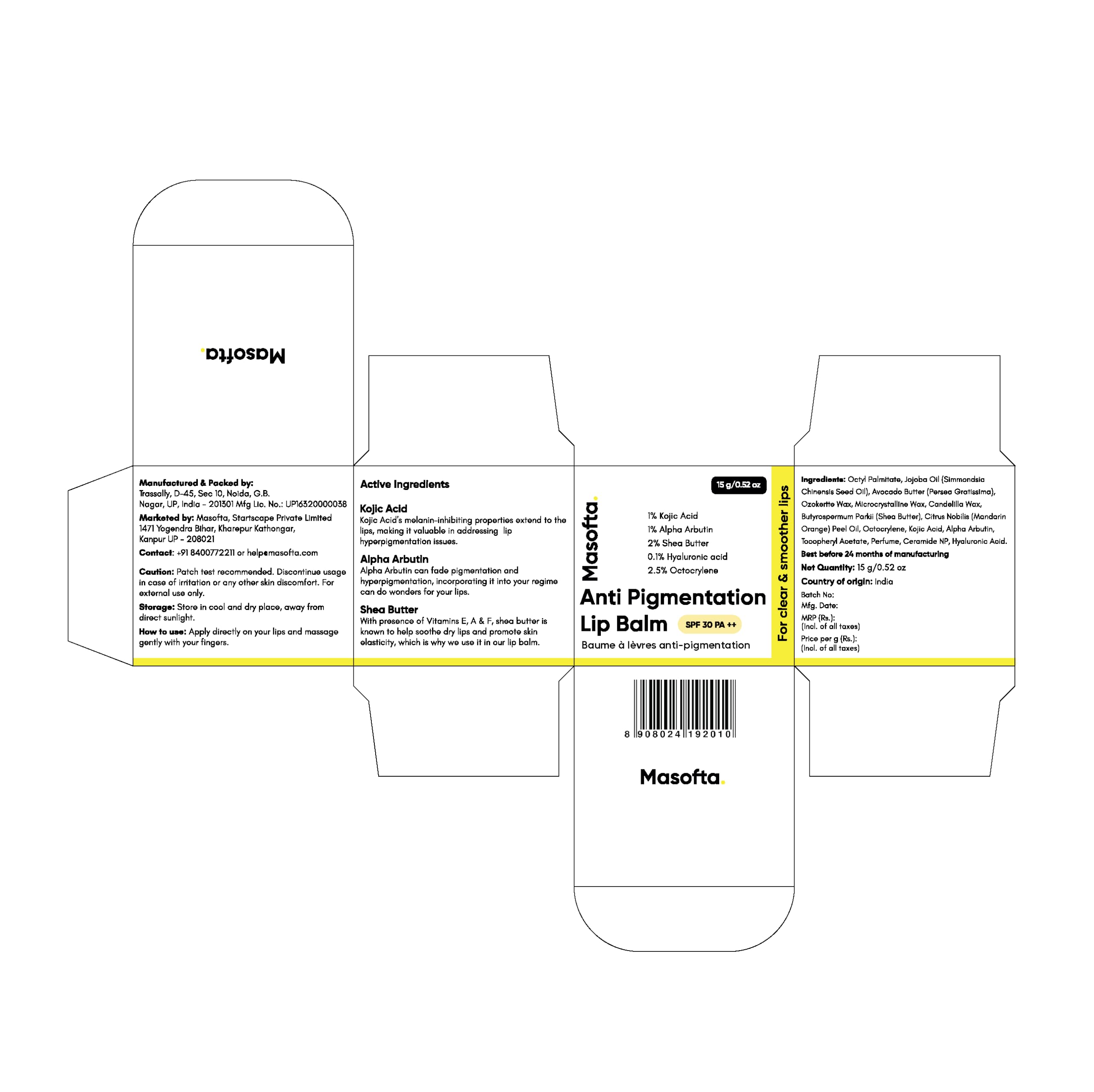 Masofta Compact Lip Balm packaging for on-the-go use
