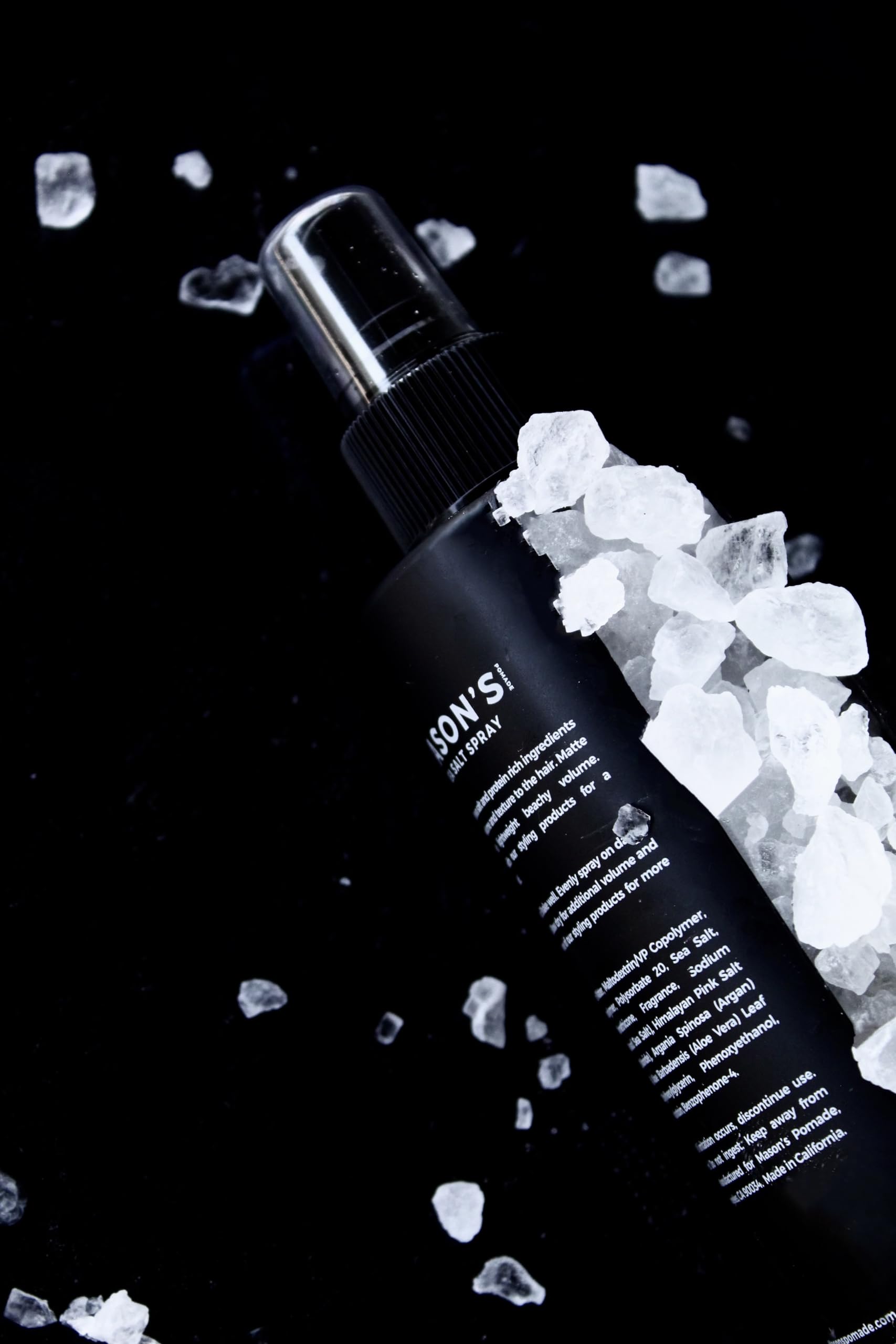 Mason’s Pomade Sea Salt Spray mist raises natural body during styling.