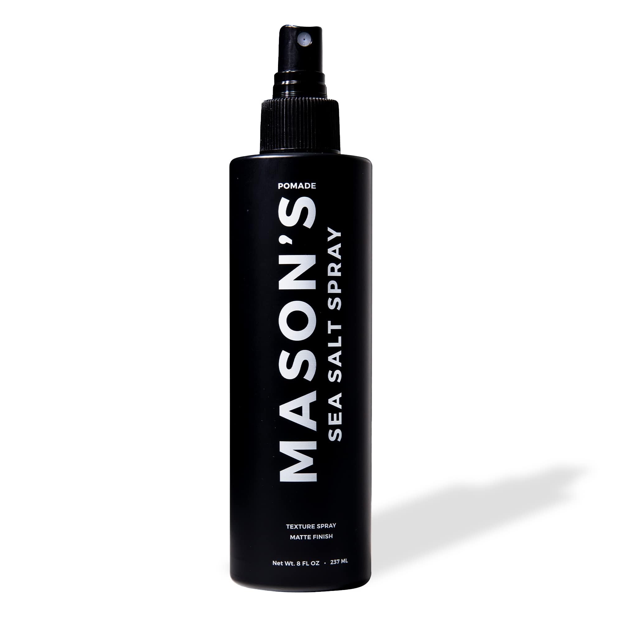 Mason’s Pomade Sea Salt Spray bottle adds natural volume and texture.