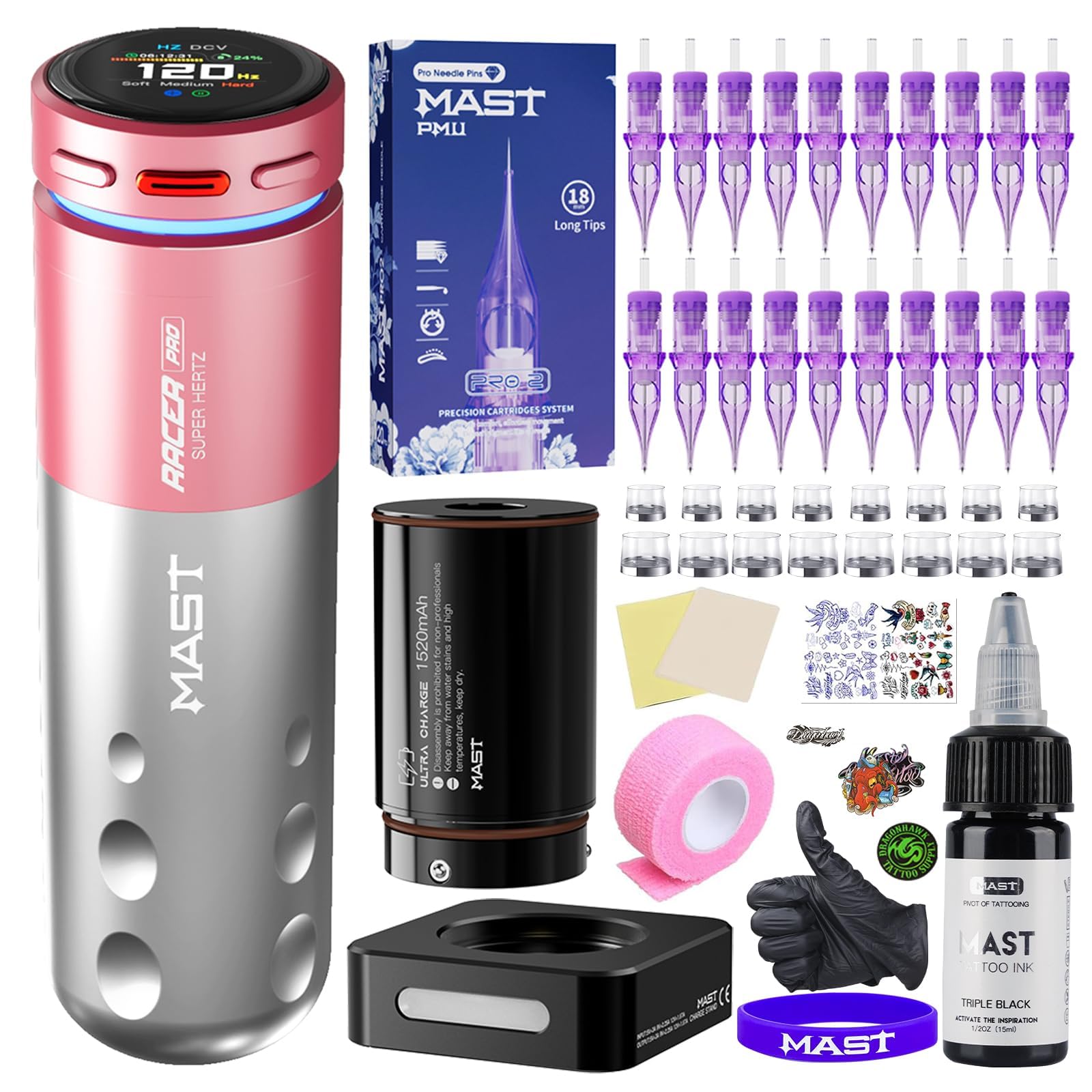 MAST TATTOO Racer Pro wireless kit front view for precise lining