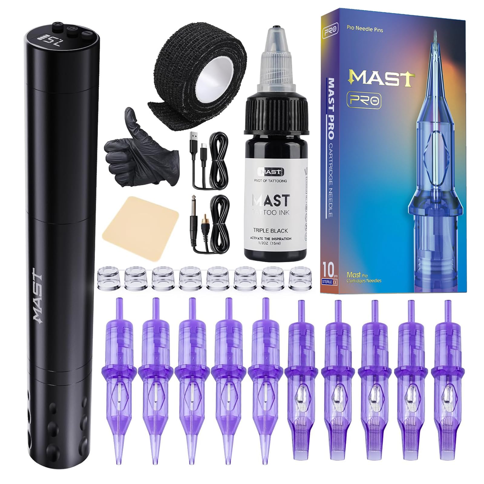 Mast Tattoo Tour Fly cordless gun Pro angled shot highlights precision lines