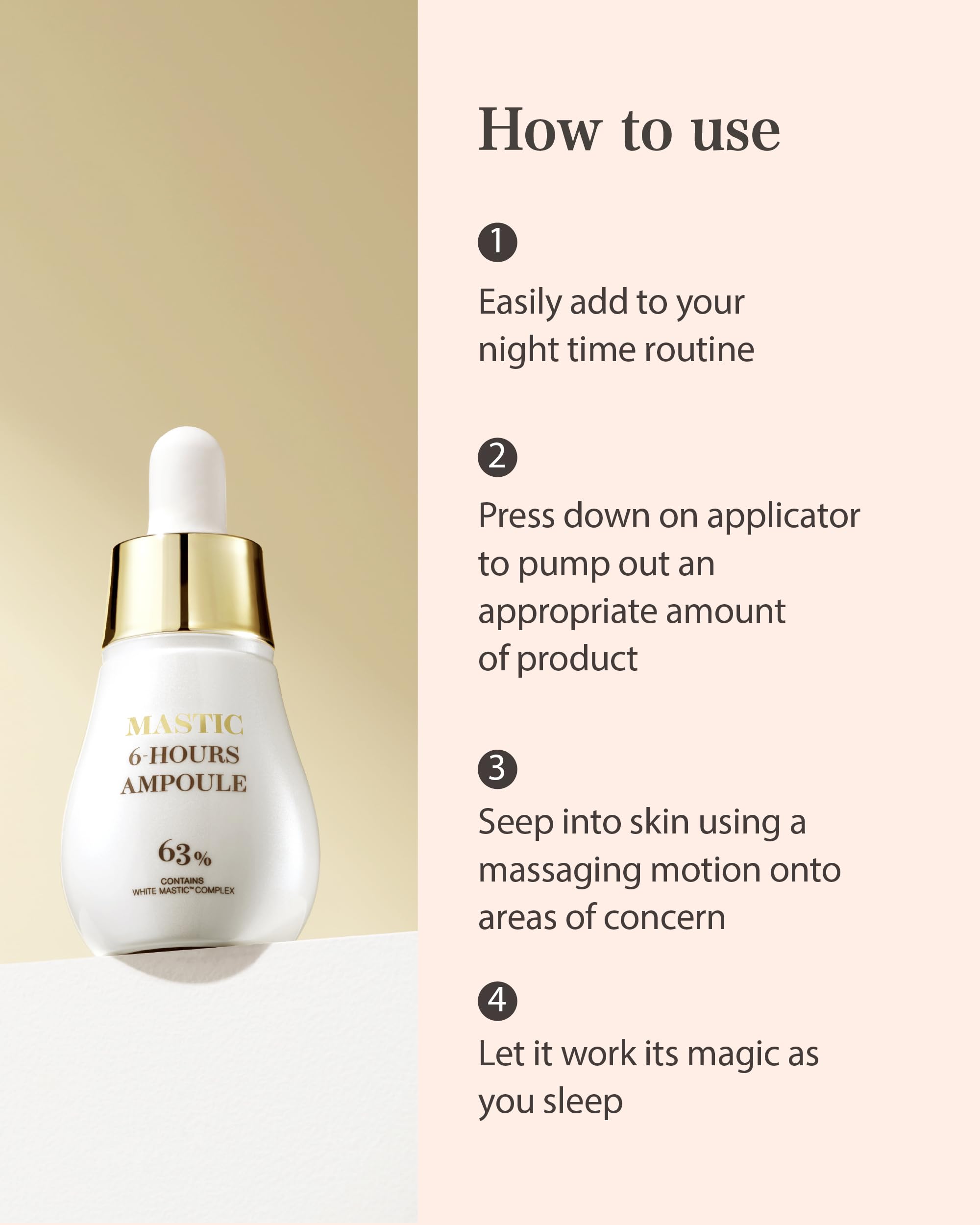 Mastina Mastic Ampoule packaging with dropper bottle close-up for precise dispensing