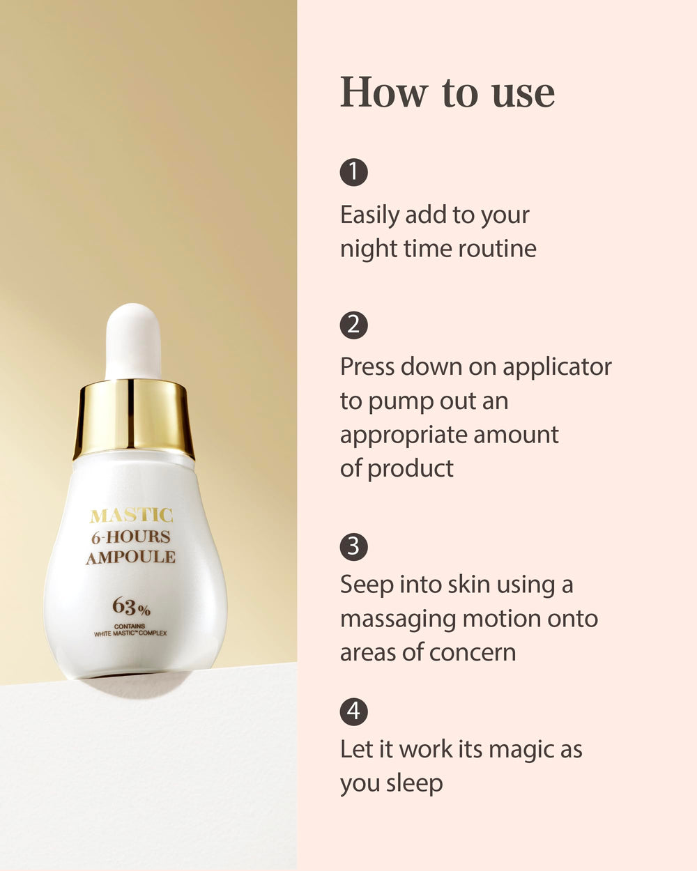 Mastina Mastic Ampoule packaging with dropper bottle close-up for precise dispensing