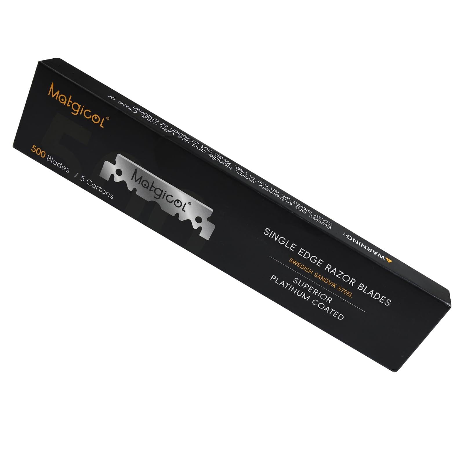 MATGICOL single-edge blade refill close-up showing universal fit and precision.