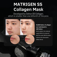 Matrifeelgen Reverse Volume Collagen Mask peel-off close-up spotlights smoother skin texture.