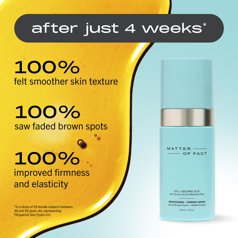 Matter of Fact Illuminating Serum application swatch on skin for glow.