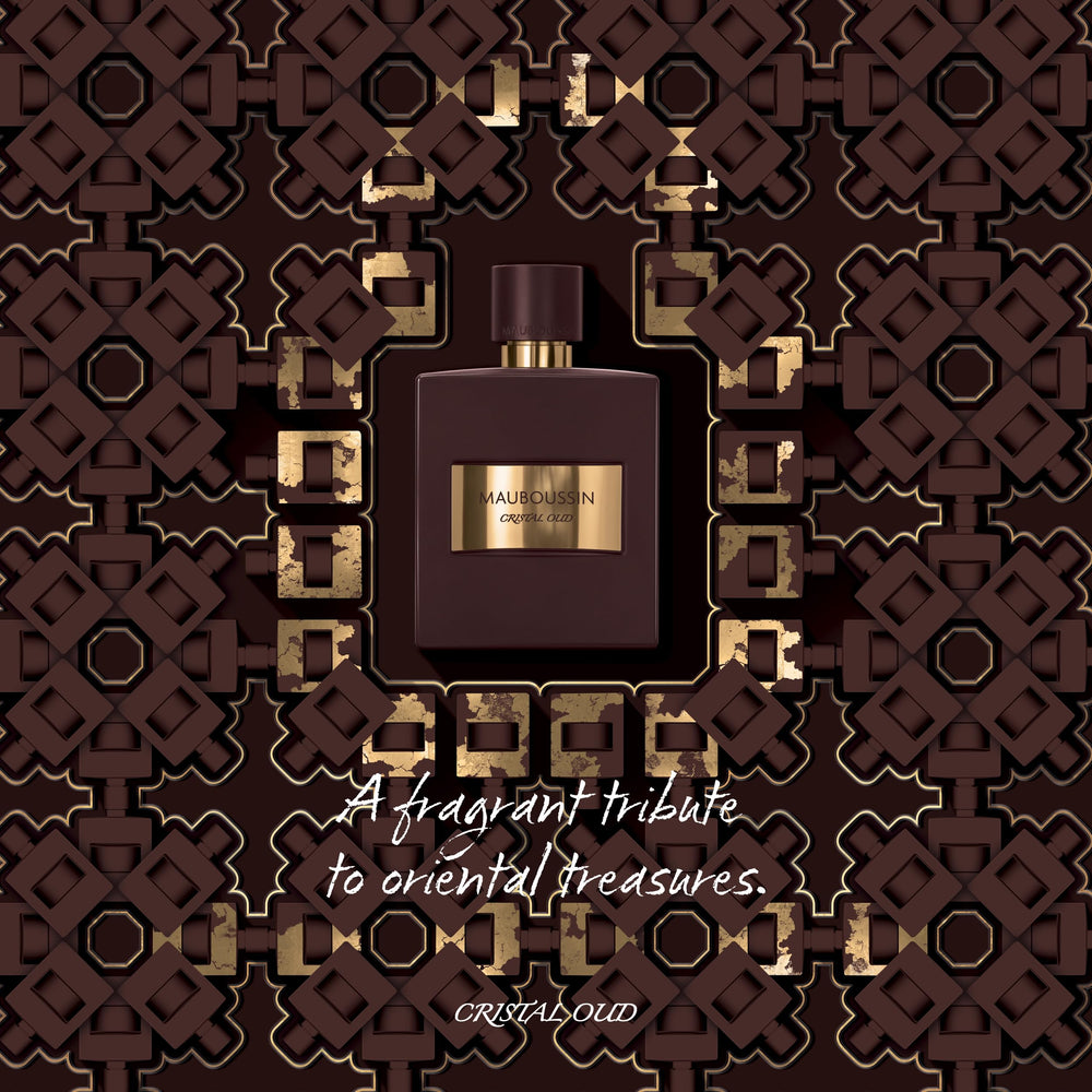 Mauboussin Pour Lui Crystal Oud top note reveals velvet rose warmth.
