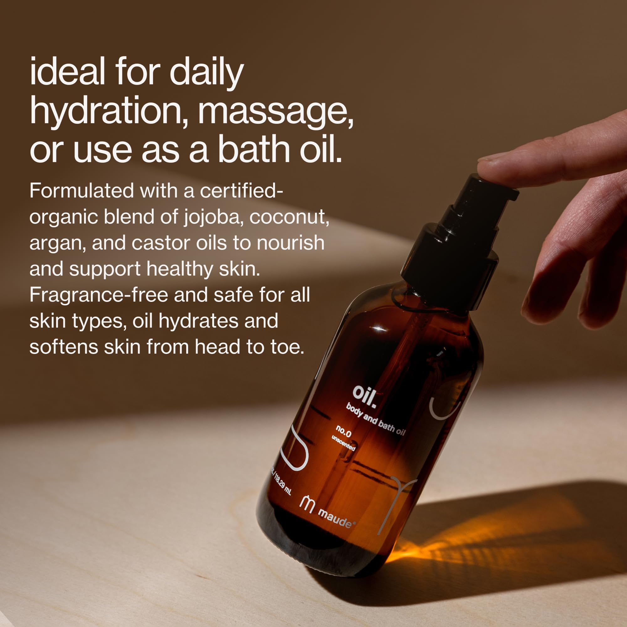 MAUDE Oil No. 0 pump dispense ready for daily moisturizing