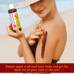 Maui Babe after browning lotion being applied to skin for hydration and tan protection.