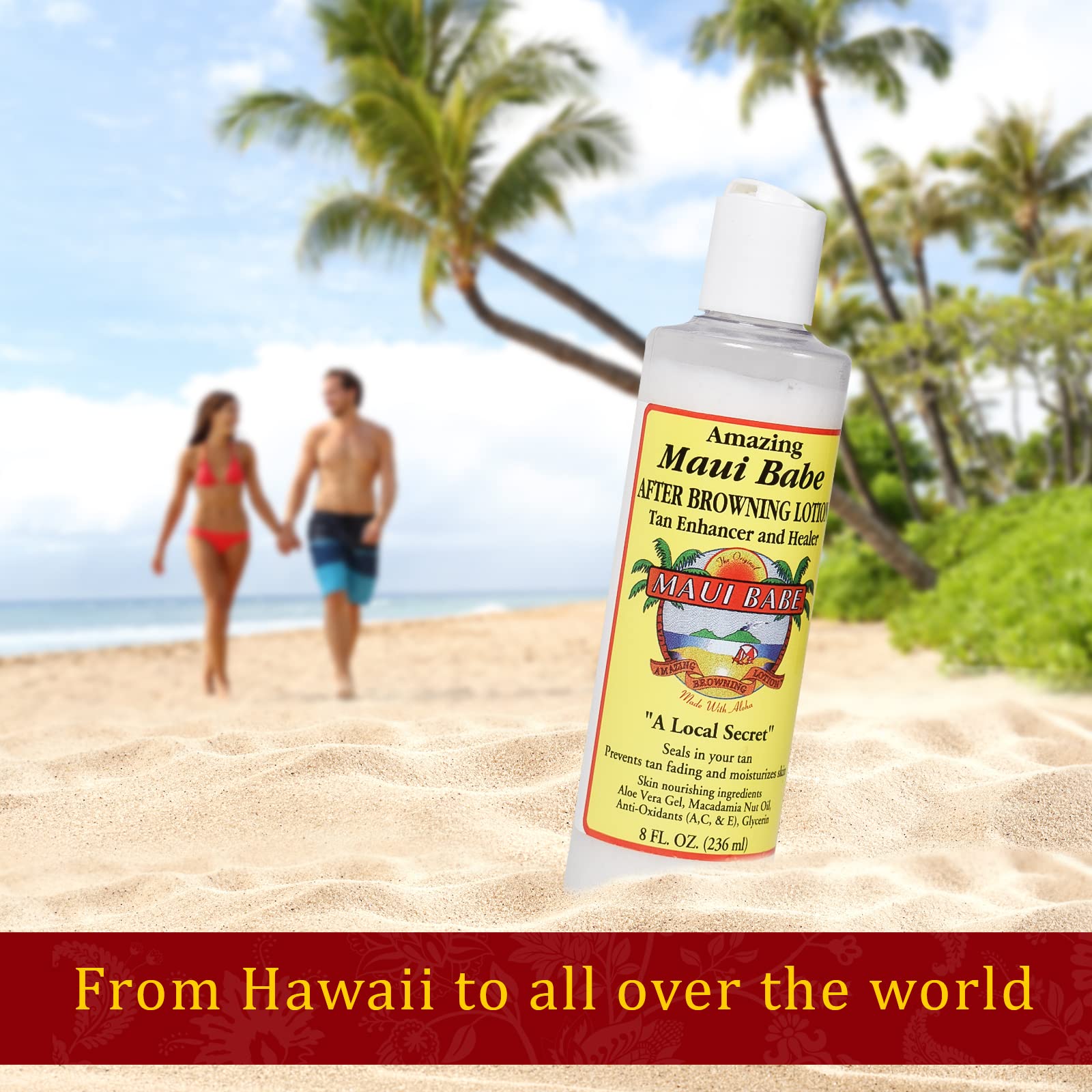Maui Babe USA-made 2x8oz packaging ideal for travel and home use.