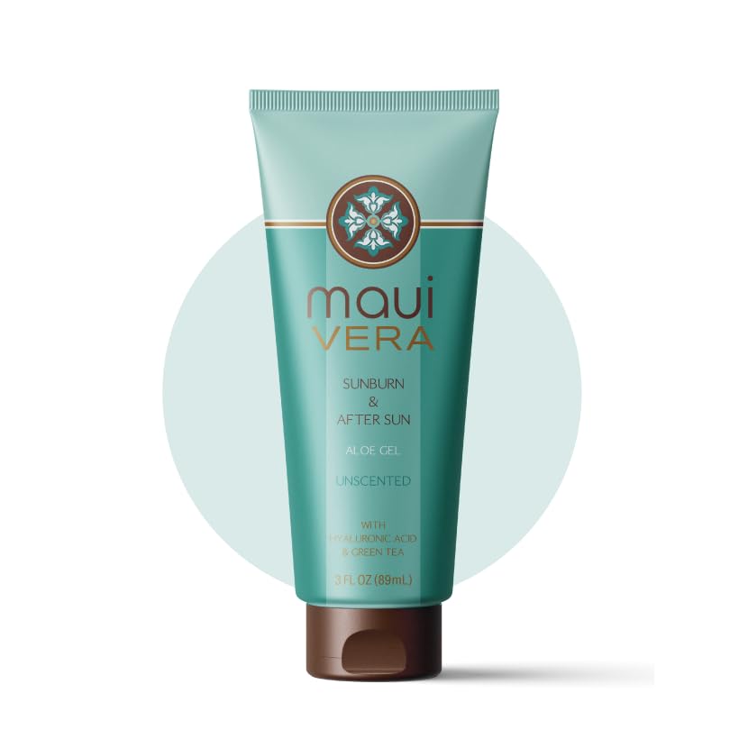 Maui Vera After Sun Gel unscented bottle demonstrates fragrance-free soothing hydration.