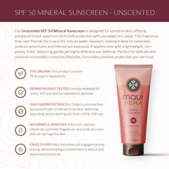 Maui Vera SPF 50 packaging highlights reef-friendly mineral protection