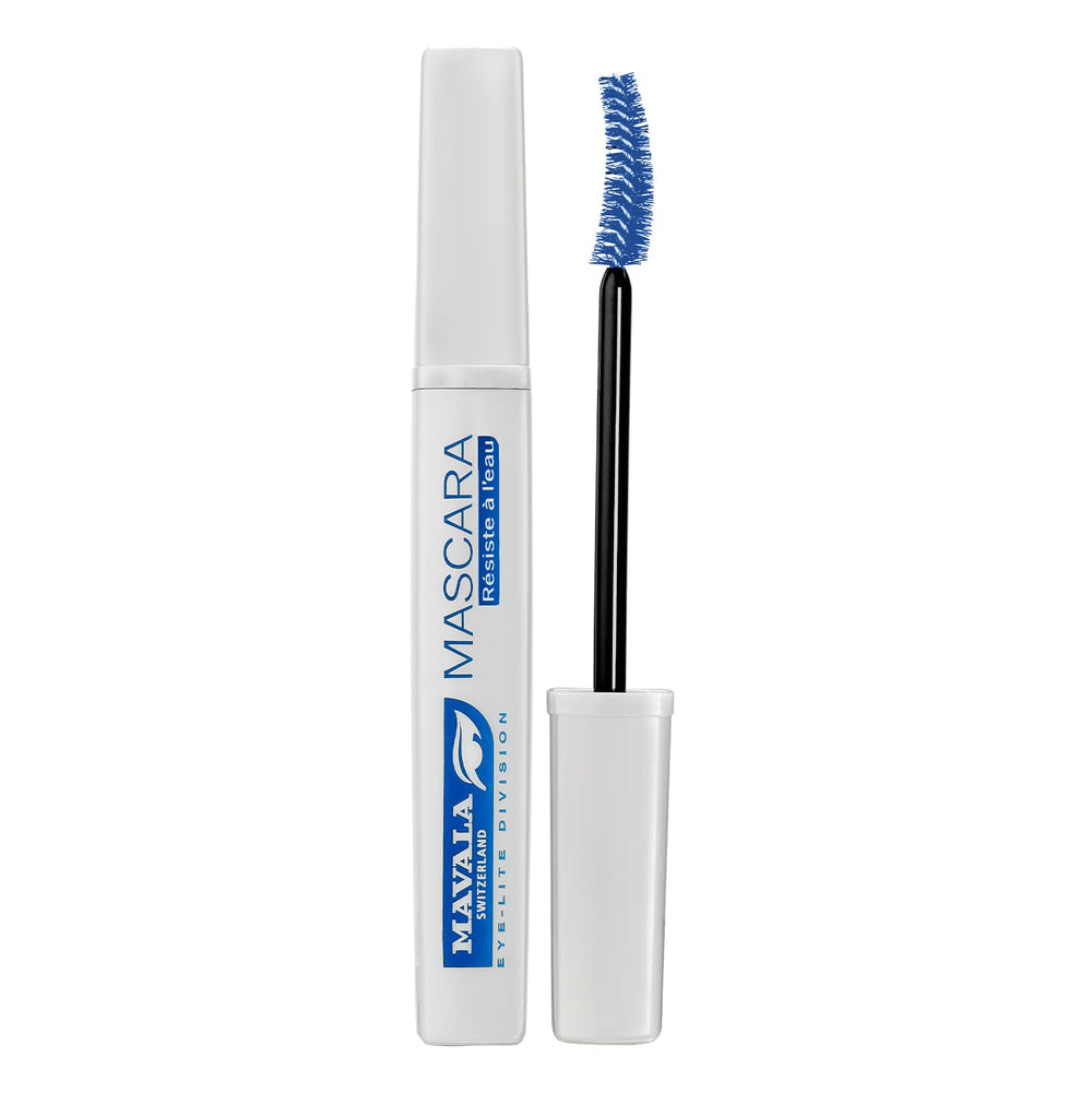 MAVALA Glacier Blue mascara brush close-up enables precise application.