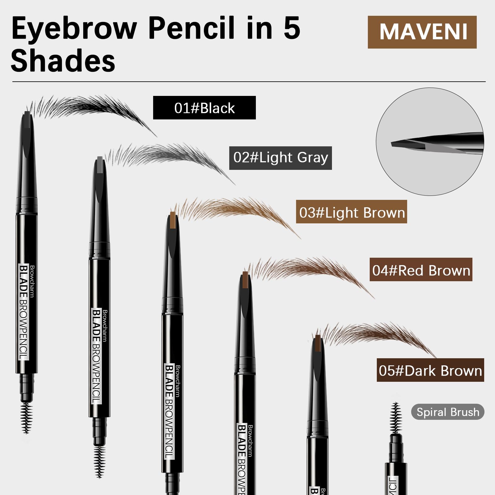 MAVENI Browcharm ultra-fine 0.1mm tip creates hair-like strokes.